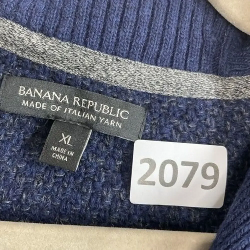 Banana‎ Republic Merino Wool Blend Shawl Collar Sweater Men Size XL Navy Blue